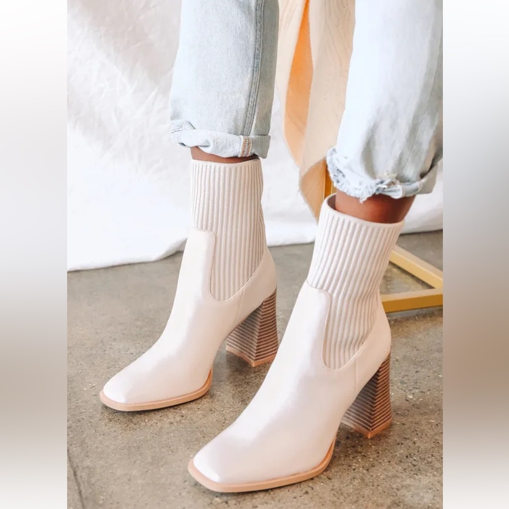 Lulus Naynee Bone Square Toe Mid-Calf Boots